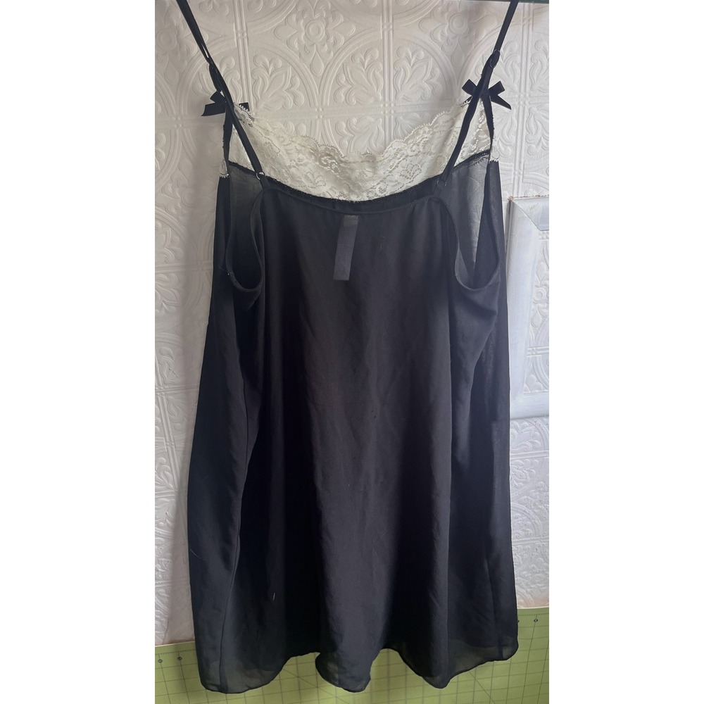 Gilligan &‎ O'Malley black babydoll lingerie lace trim bows size M sheer chiffon - Picture 3 of 7